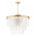 MOE3435 Moesha 6 Light Pendant Natural Brass and Ribbed Glass