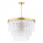 MOE3435 Moesha 6 Light Pendant Natural Brass and Ribbed Glass