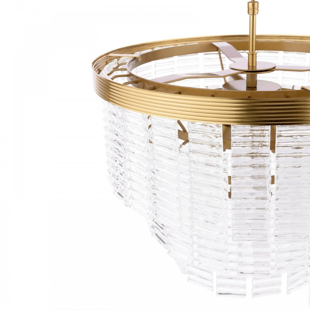 MOE3435 Moesha 6 Light Pendant Natural Brass and Ribbed Glass