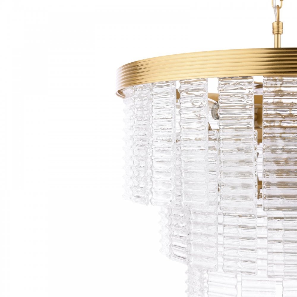 MOE3435 Moesha 6 Light Pendant Natural Brass and Ribbed Glass