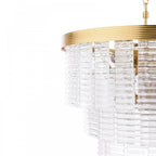 MOE3435 Moesha 6 Light Pendant Natural Brass and Ribbed Glass