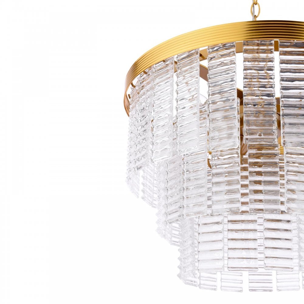 MOE3435 Moesha 6 Light Pendant Natural Brass and Ribbed Glass