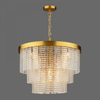 MOE3435 Moesha 6 Light Pendant Natural Brass and Ribbed Glass