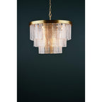 MOE3435 Moesha 6 Light Pendant Natural Brass and Ribbed Glass