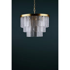 MOE3435 Moesha 6 Light Pendant Natural Brass and Ribbed Glass
