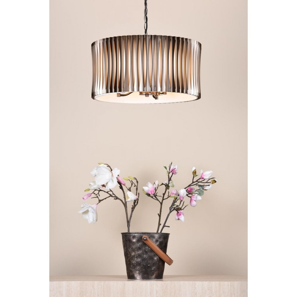 NET0363 Netra 3 Light Pendant Satin Bronze and Ivory