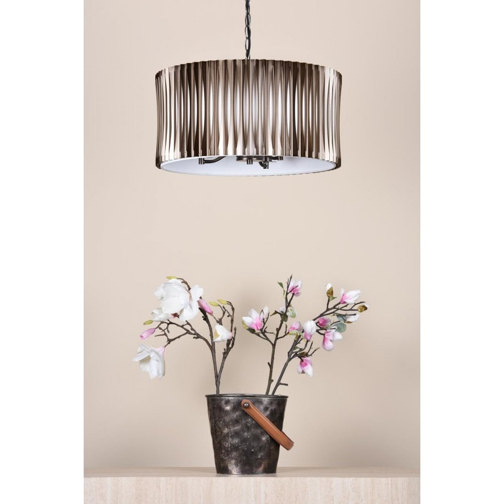 NET0363 Netra 3 Light Pendant Satin Bronze and Ivory