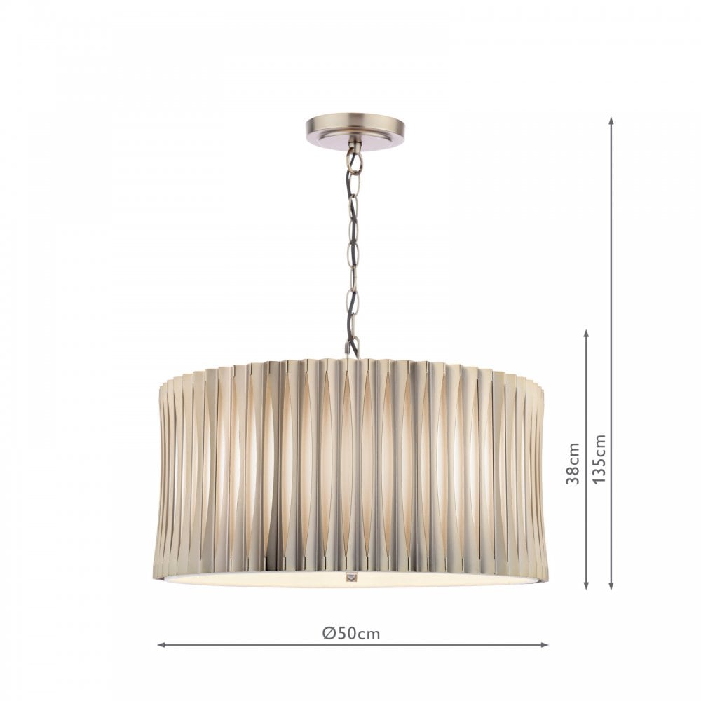 NET0363 Netra 3 Light Pendant Satin Bronze and Ivory