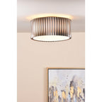 NET5363 Netra 3 Light Flush Satin Bronze and Ivory