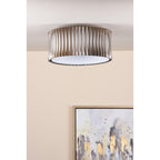 NET5363 Netra 3 Light Flush Satin Bronze and Ivory