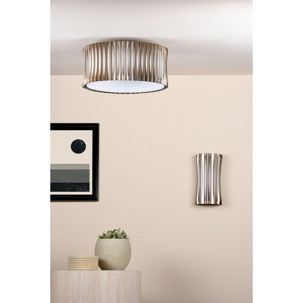 NET5363 Netra 3 Light Flush Satin Bronze and Ivory