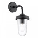 ACO1522 Acotas Outdoor Wall Light Matt Black and Ribbed Glass IP44