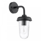 ACO1522 Acotas Outdoor Wall Light Matt Black and Ribbed Glass IP44