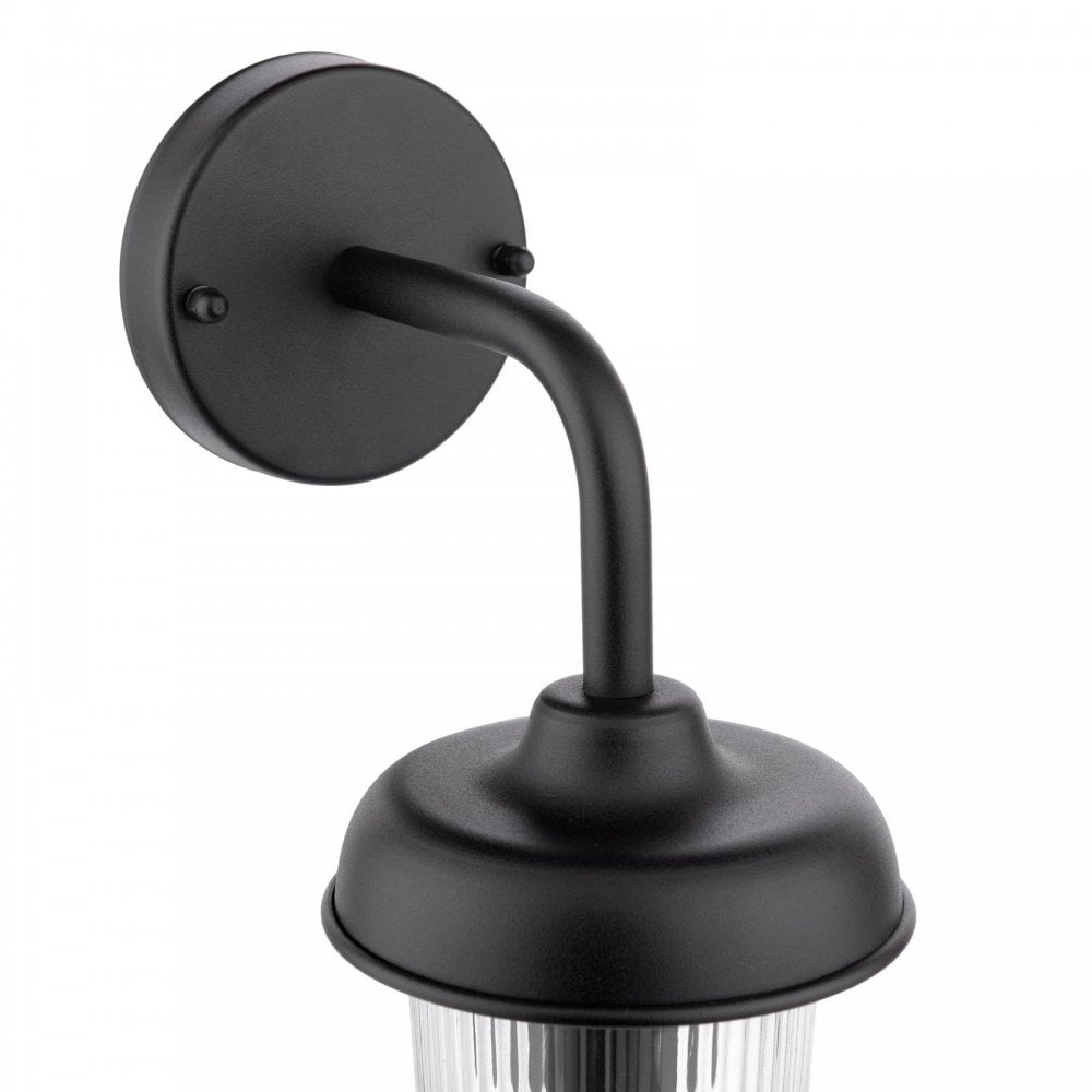 ACO1522 Acotas Outdoor Wall Light Matt Black and Ribbed Glass IP44