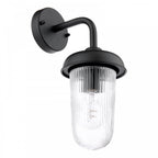 ACO1522 Acotas Outdoor Wall Light Matt Black and Ribbed Glass IP44