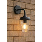 ACO1522 Acotas Outdoor Wall Light Matt Black and Ribbed Glass IP44