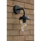 ACO1522 Acotas Outdoor Wall Light Matt Black and Ribbed Glass IP44