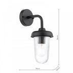 ACO1522 Acotas Outdoor Wall Light Matt Black and Ribbed Glass IP44