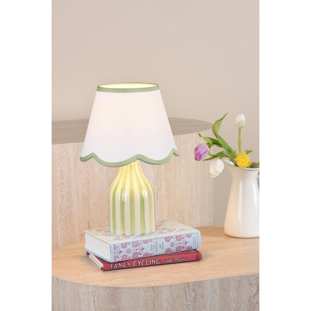 AIM4124 Aimee Twin Pack Table Lamp Green Ceramic With Shade