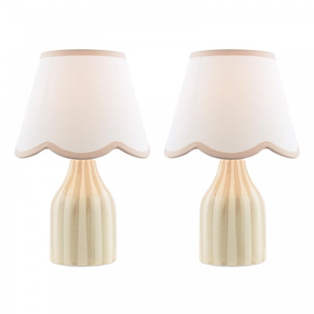 AIM4129 Aimee Twin Pack Table Lamp Taupe Ceramic With Shade