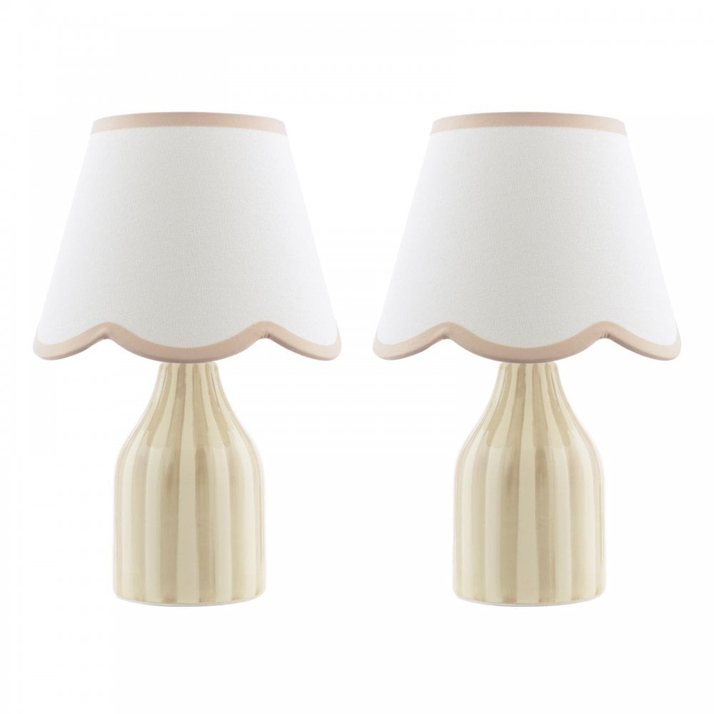 AIM4129 Aimee Twin Pack Table Lamp Taupe Ceramic With Shade