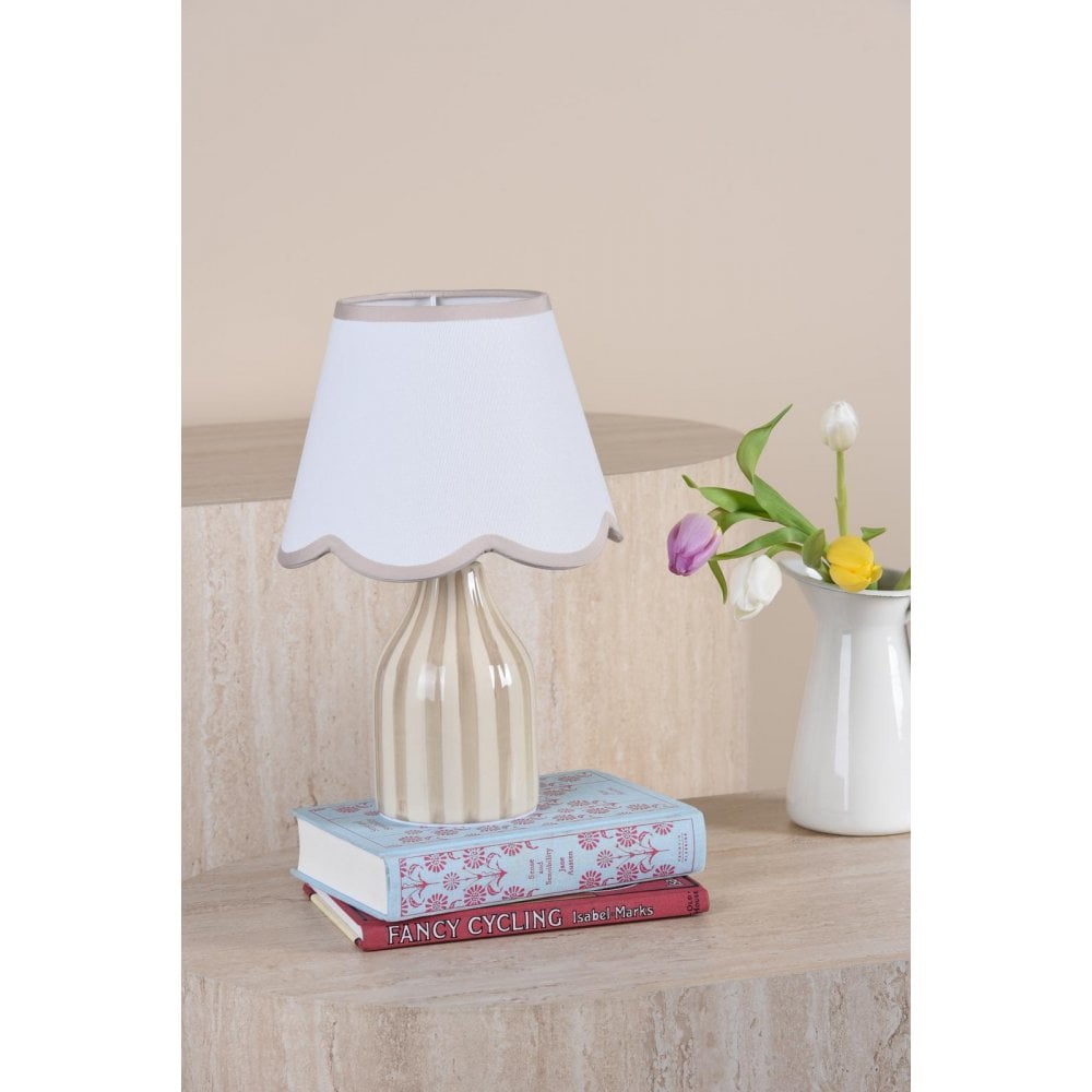 AIM4129 Aimee Twin Pack Table Lamp Taupe Ceramic With Shade