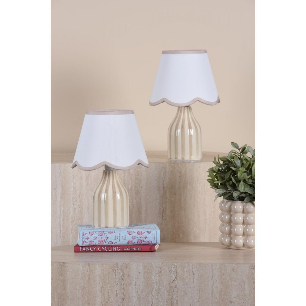 AIM4129 Aimee Twin Pack Table Lamp Taupe Ceramic With Shade