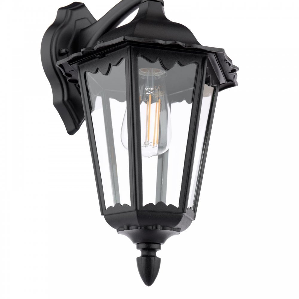 EDD1522 Eddard Outdoor Wall Light Matt Black and Glass IP44