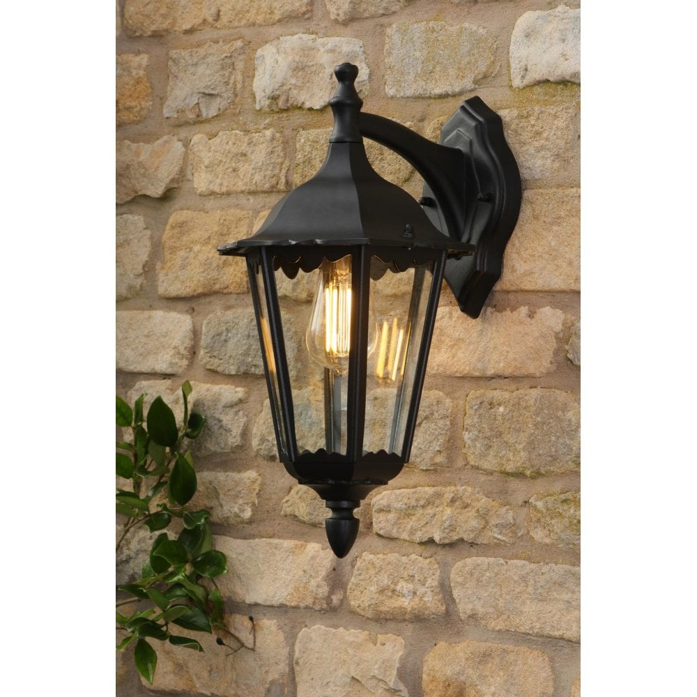 EDD1522 Eddard Outdoor Wall Light Matt Black and Glass IP44