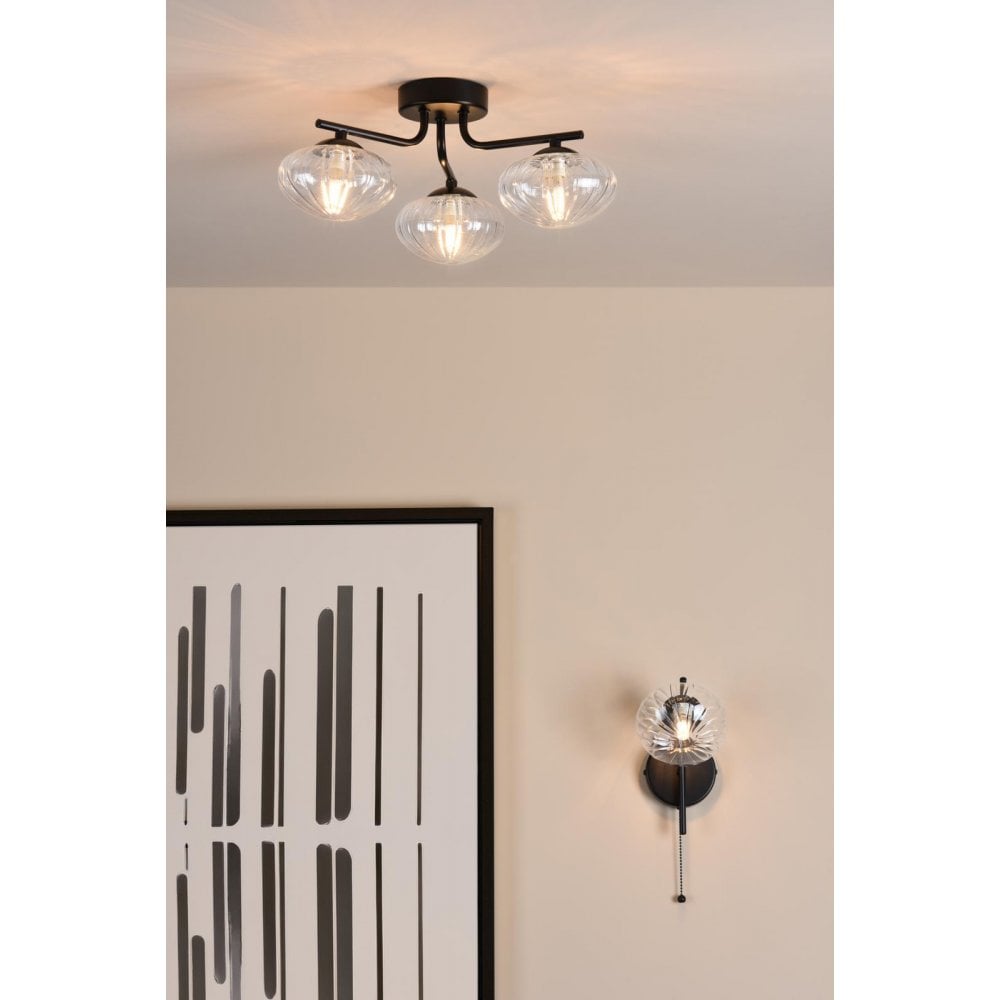 EDE0722 Ede Wall Light Matt Black and Glass