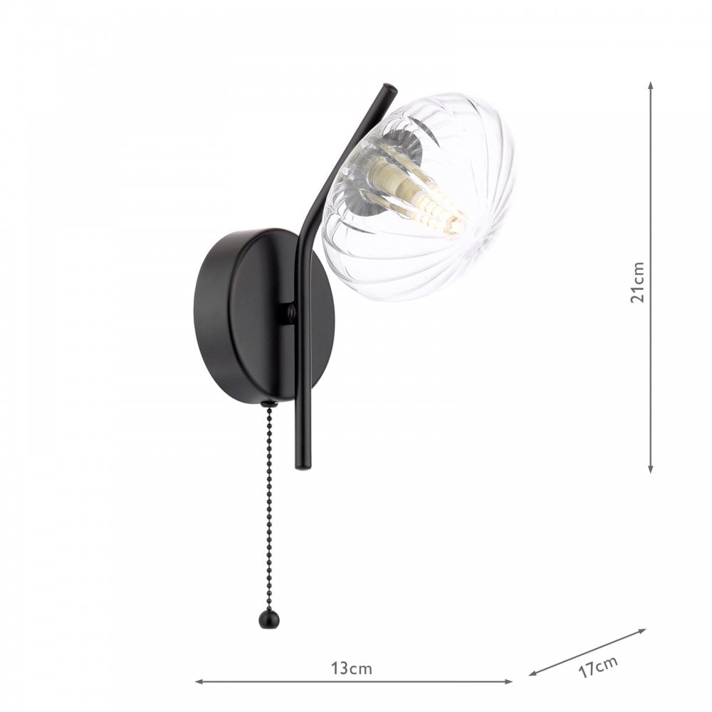 EDE0722 Ede Wall Light Matt Black and Glass