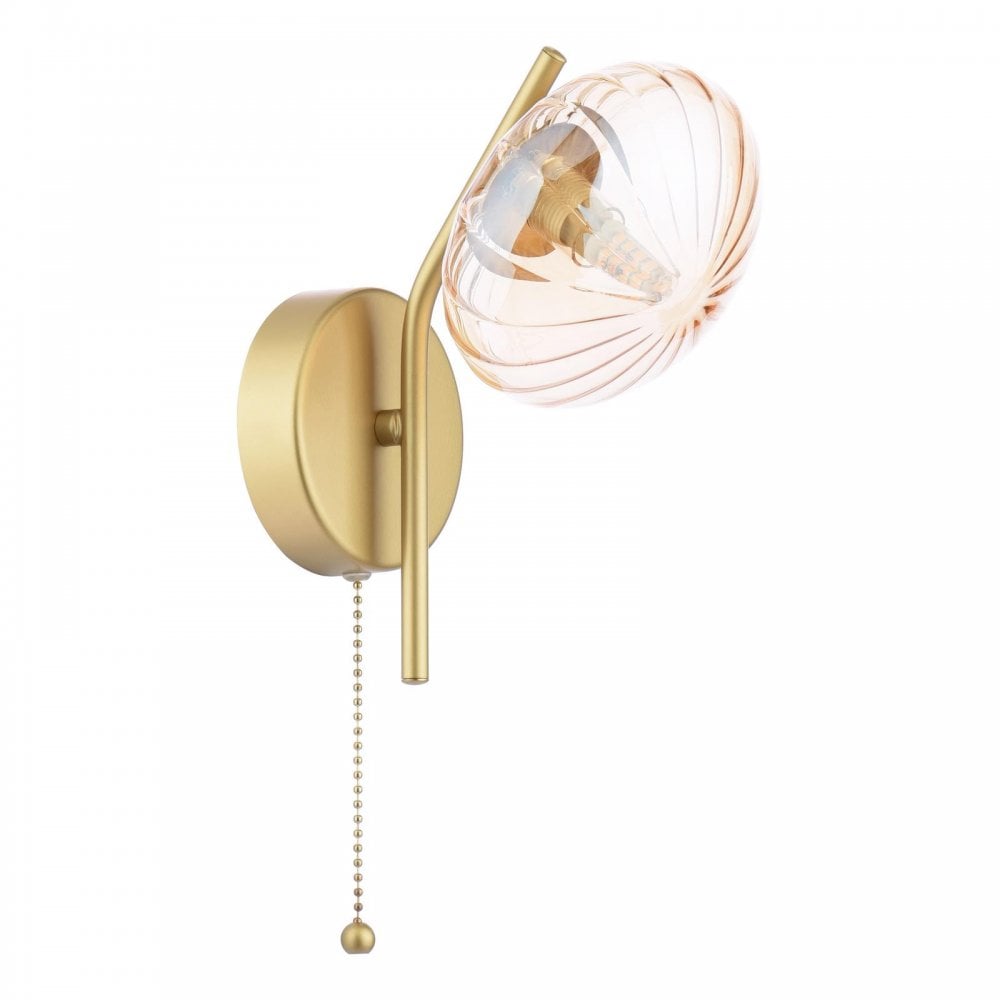 EDE0735 Ede Wall Light Satin Gold and Amber Glass