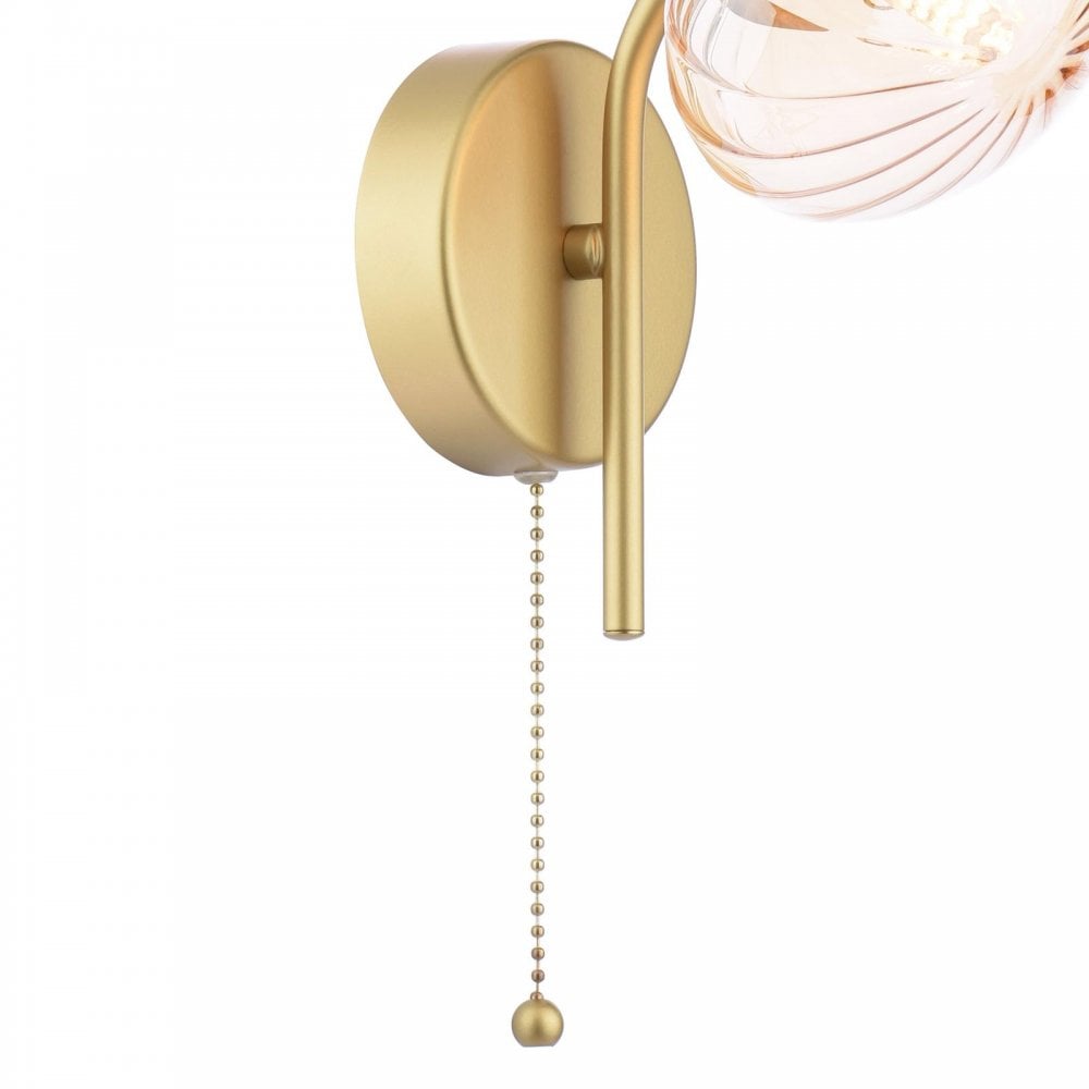 EDE0735 Ede Wall Light Satin Gold and Amber Glass
