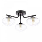 EDE5322 Ede 3 Light Semi-Flush Matt Black and Glass