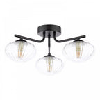 EDE5322 Ede 3 Light Semi-Flush Matt Black and Glass