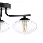 EDE5322 Ede 3 Light Semi-Flush Matt Black and Glass