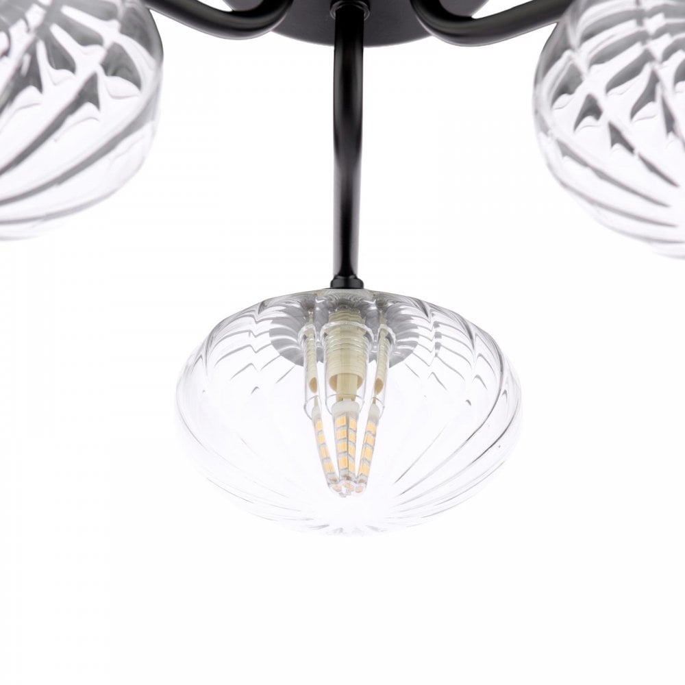 EDE5322 Ede 3 Light Semi-Flush Matt Black and Glass