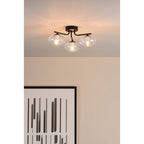 EDE5322 Ede 3 Light Semi-Flush Matt Black and Glass
