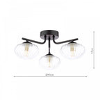 EDE5322 Ede 3 Light Semi-Flush Matt Black and Glass