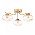 EDE5335 Ede 3 Light Semi-Flush Satin Gold and Amber Glass