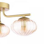 EDE5335 Ede 3 Light Semi-Flush Satin Gold and Amber Glass