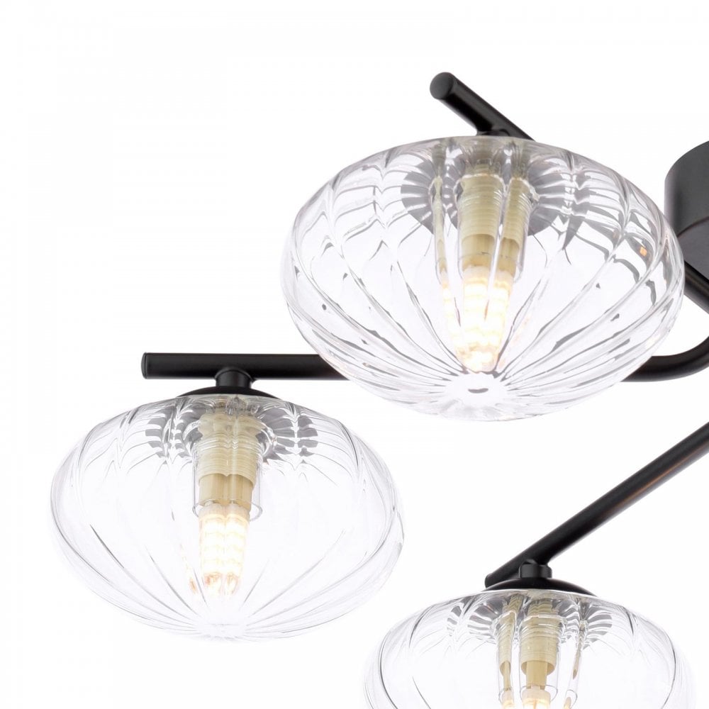 EDE6422 Ede 6 Light Semi-Flush Matt Black and Glass