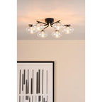EDE6422 Ede 6 Light Semi-Flush Matt Black and Glass