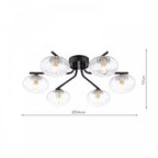 EDE6422 Ede 6 Light Semi-Flush Matt Black and Glass