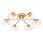 EDE6435 Ede 6 Light Semi-Flush Satin Gold and Amber Glass