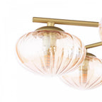 EDE6435 Ede 6 Light Semi-Flush Satin Gold and Amber Glass