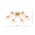 EDE6435 Ede 6 Light Semi-Flush Satin Gold and Amber Glass