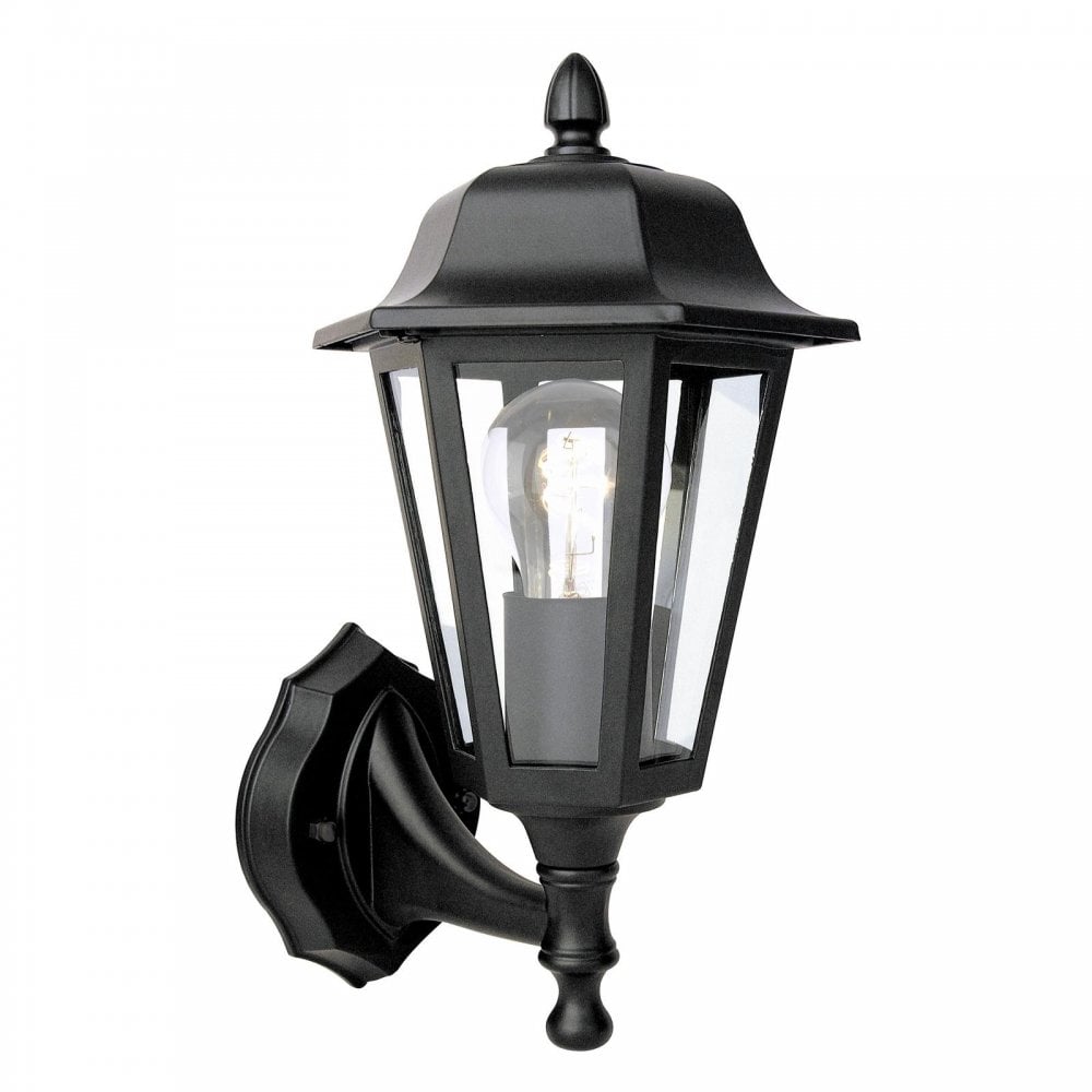 LEW1622 Lewis Outdoor Wall Light Matt Black and Glass IP44