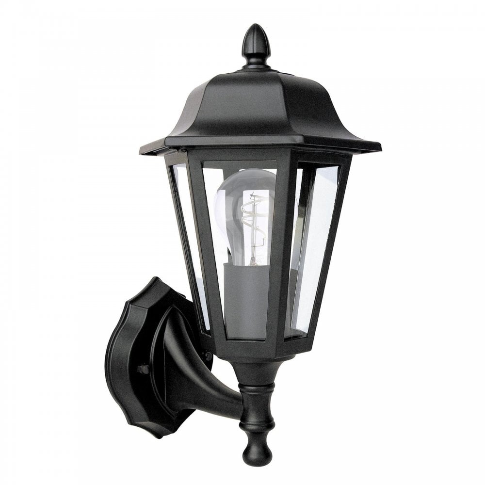 LEW1622 Lewis Outdoor Wall Light Matt Black and Glass IP44