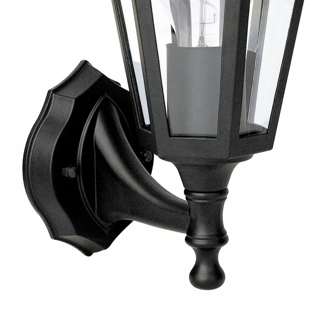 LEW1622 Lewis Outdoor Wall Light Matt Black and Glass IP44